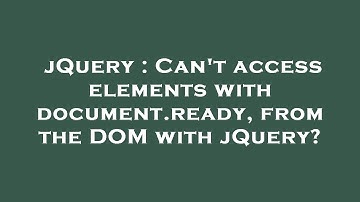 jQuery : Can