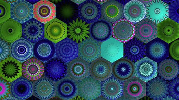Aomori Blue Green Fractal Kaleido Tapestry 3 - 2 minute 4k animation