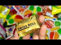 Some lots of candies and chocolates with swiss roll 