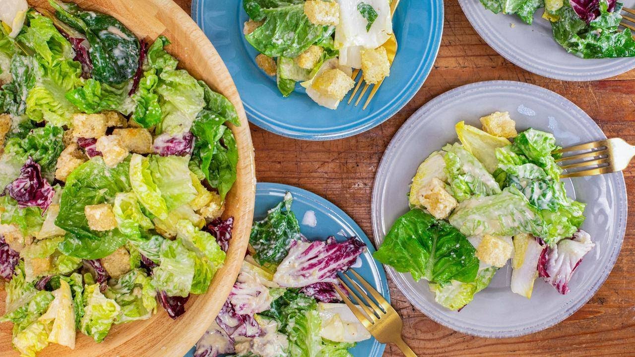 Caesar Salad with Homemade Dressing and Croutons By Salt Fat Acid Heat Author Samin Nosrat | Rachael Ray Show