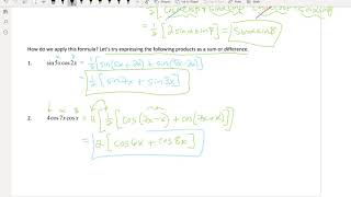 Precalculus 2 - 5.4 Product to Sum Formulas