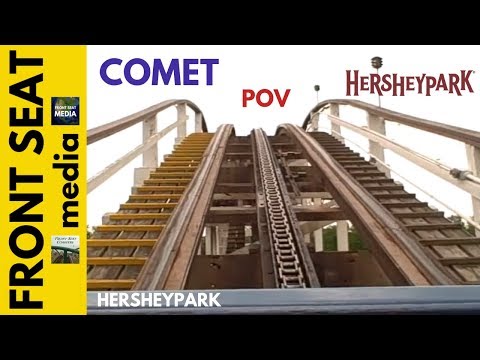 Hersheypark - Ride On The Comet , front seat ride POV! Wow! Hershey Park wooden rollercoaster