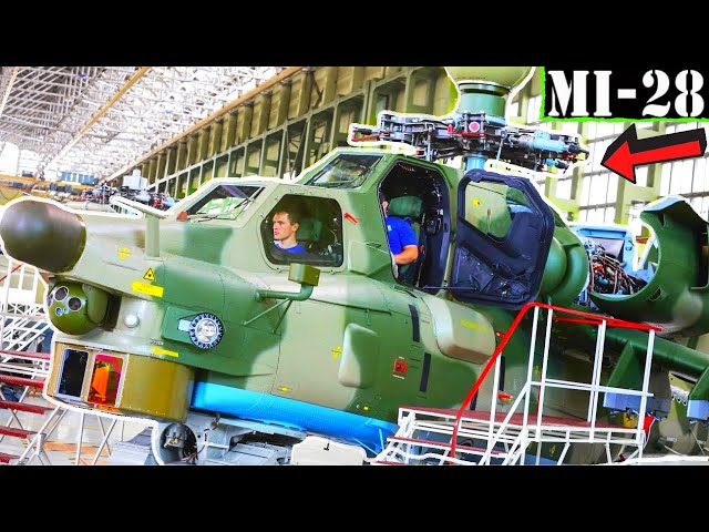 Making of Helicopter Mil Mi-28🚁 Building Russian Helicopters HAVOC [production line]😳 class=