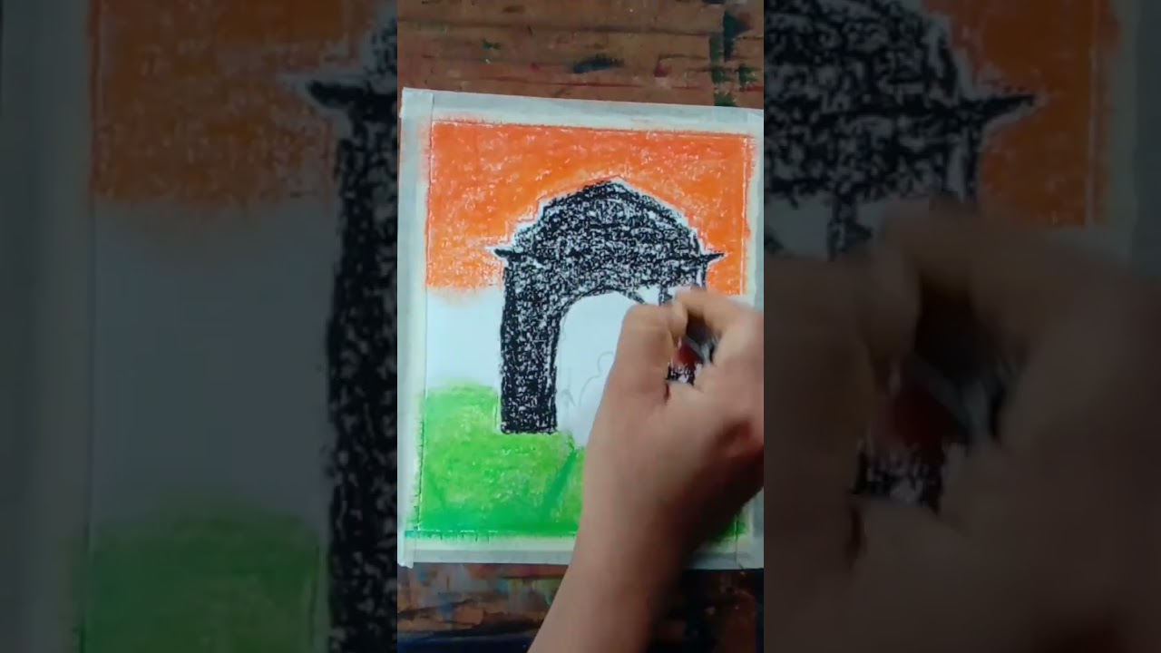 Draw Oil Pastels || Mahatma Gandhi oil pastels drawing 🇮🇳 # shorts # drawing