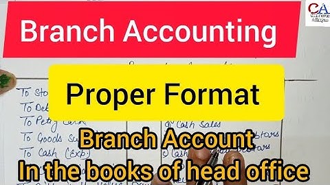 Branch Account Format | Branch Account B.Com 1st Year | Format Of Branch Account