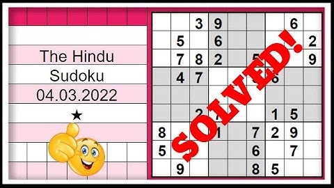 🔊How to Solve The Hindu Sudoku 1 Star | Step by Step Solution | 04.03.2022|  Level ★