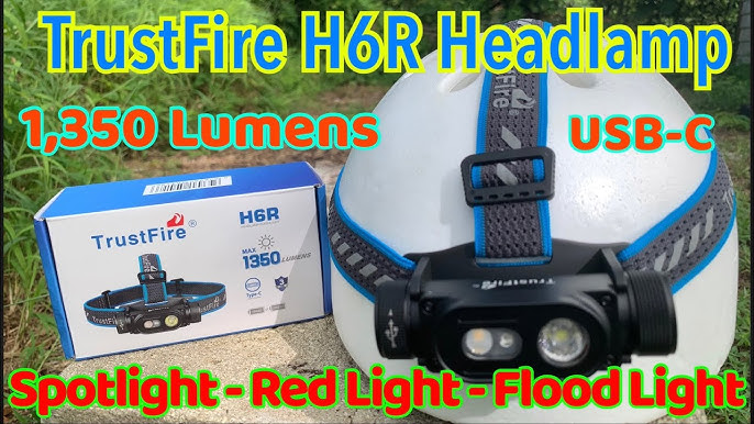 TrustFire Lampe frontale H5R - 600 lm - Luminosité maximale : 2 LED -  Design de faisceau 150° - Batterie 18650 et micro USB rechargeable (avec  bandeau) … : : Sports et Loisirs