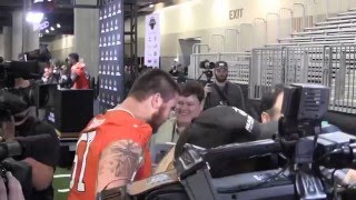 TigerNet.com - Jay Guillermo from Super Hot News Crew interviews players at Championship Media Day