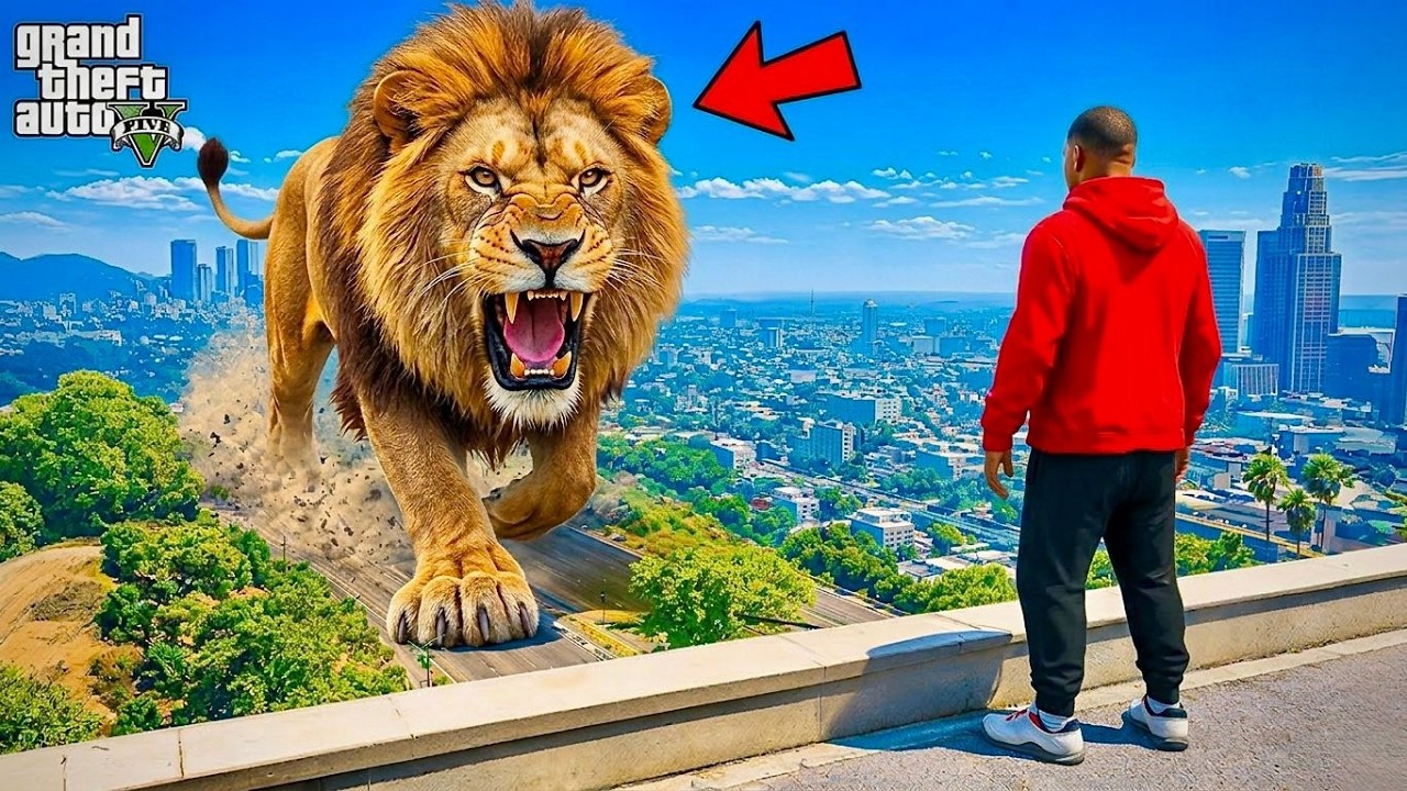 Franklin Figts The World 's Biggest Giant Lion In Los Santos | Gta 5 Tamil | Gta v