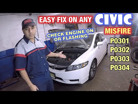 Honda civic Cylinder misfire and flashing check engine p0303
