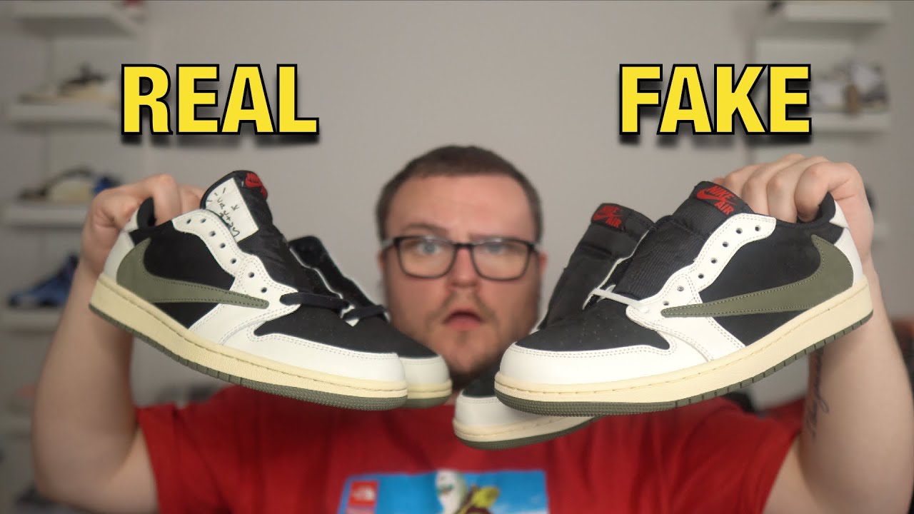 GREAT FAKES! Jordan 1 Low Travis Scott Olive REAL VS FAKE - YouTube