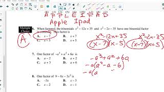Lesson 1 Factoring Review - Assignment 1 SOLUTIONS