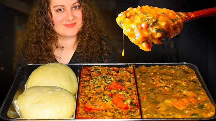 ASMR FUFU ( POUNDO ) EGUSI SOUP & OKRA OGBONO SOUP MUKBANG | Nigerian food | ASMR EATING | ASMR FOOD