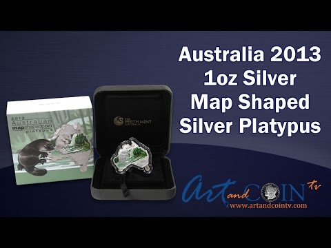 Australia 2013 Map Shaped Silver Platypus At Art And Coin TV