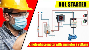 Single phase motor DOL starter with Ammeter & Volt meter connection