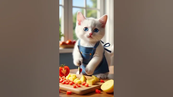 Watch the video about Funny kitten cooking video #cat #cats #funnycat #funnycats #cutecat #catlover #catvideo
