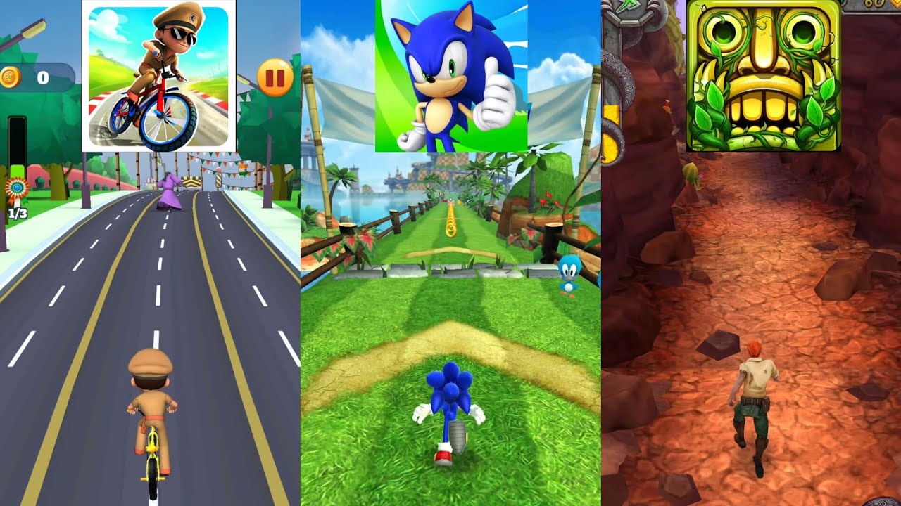 Little Singham Cycle Race 🆚 Sonic Dash 🆚 Temple Run 2 New Update
