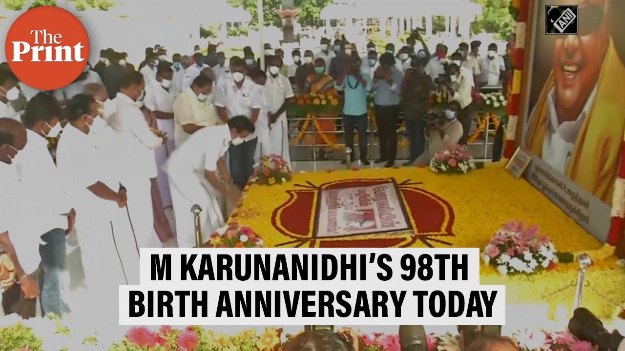 MK Stalin pays floral tribute to M Karunanidhi on his 98th birth ...