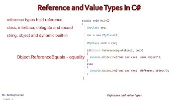 Reference and Value Types | C# Getting Started