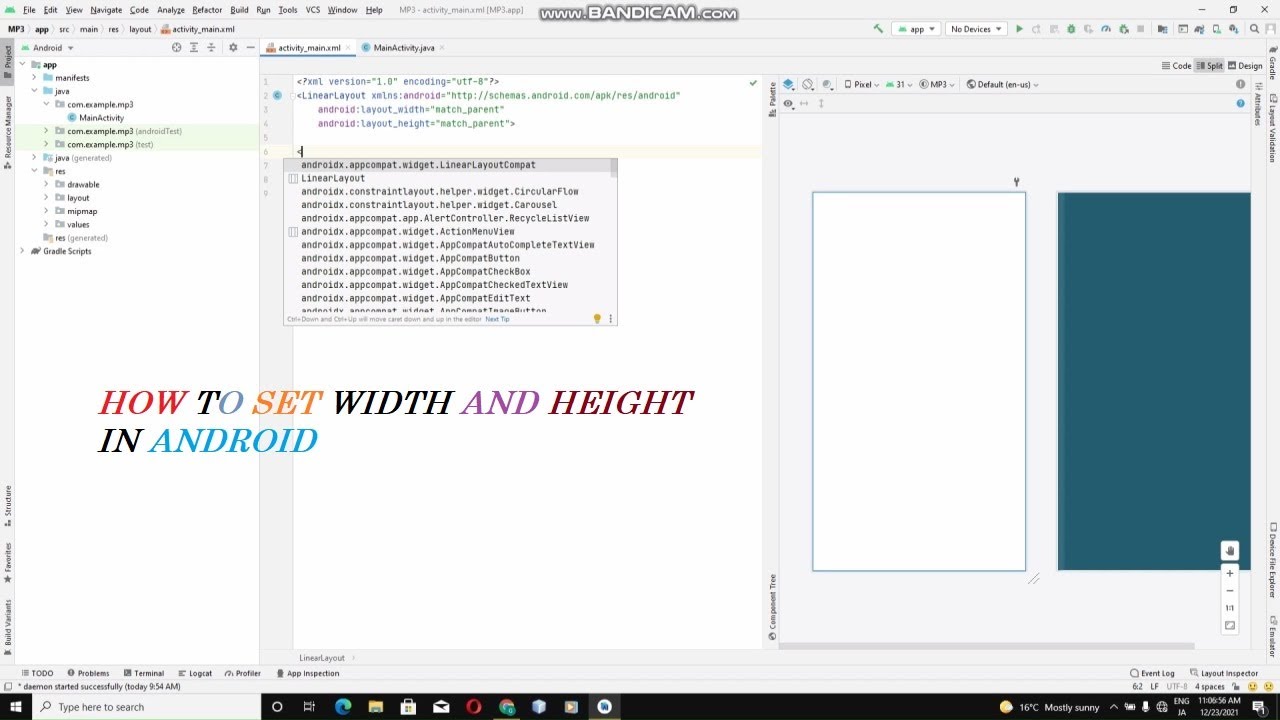 How to Set Button width and height in android studio tutorial in hindi ...