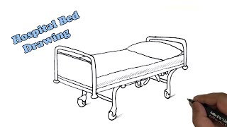 How to draw Hospital Patient Bed easy