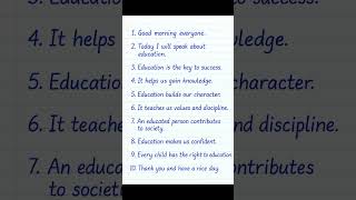 Education Speech Short English Speech 10 Lines Speech