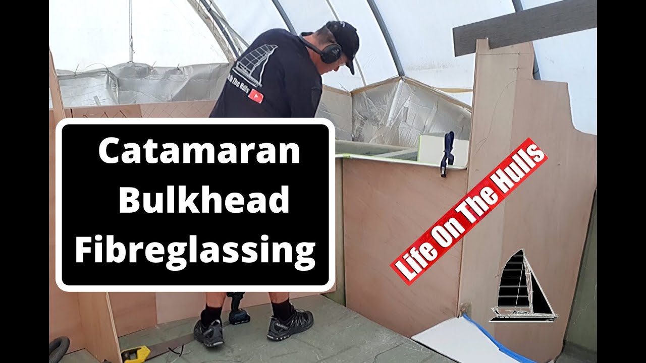 Ep094 Fibreglassing Plywood – Life On The Hulls – Building a Fibreglass Catamaran