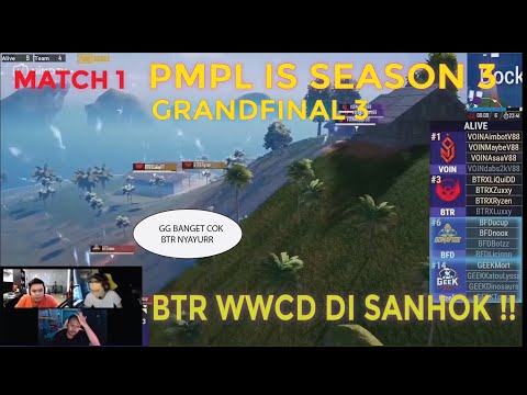 BTR MENGGILA DI SANHOK WWCD !! Reaksi Streamer Match 1 PMPL ID S3 Grand Final Day 3