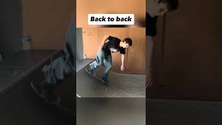 Crazy back to back line @LilBroTravy  #skateboarding #skate #skater #skateordie
