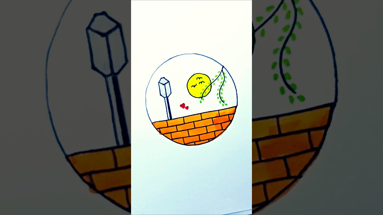 Easy Circle Scenery coloring | Beautiful Circle Art 