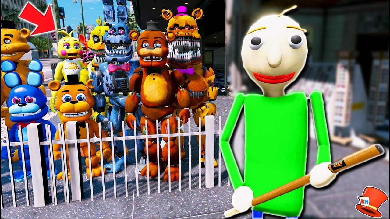 BALDI'S BASICS HAS CAPTURED ALL THE ANIMATRONICS! (GTA 5 Mods For Kids FNAF RedHatter) family friendly resorts