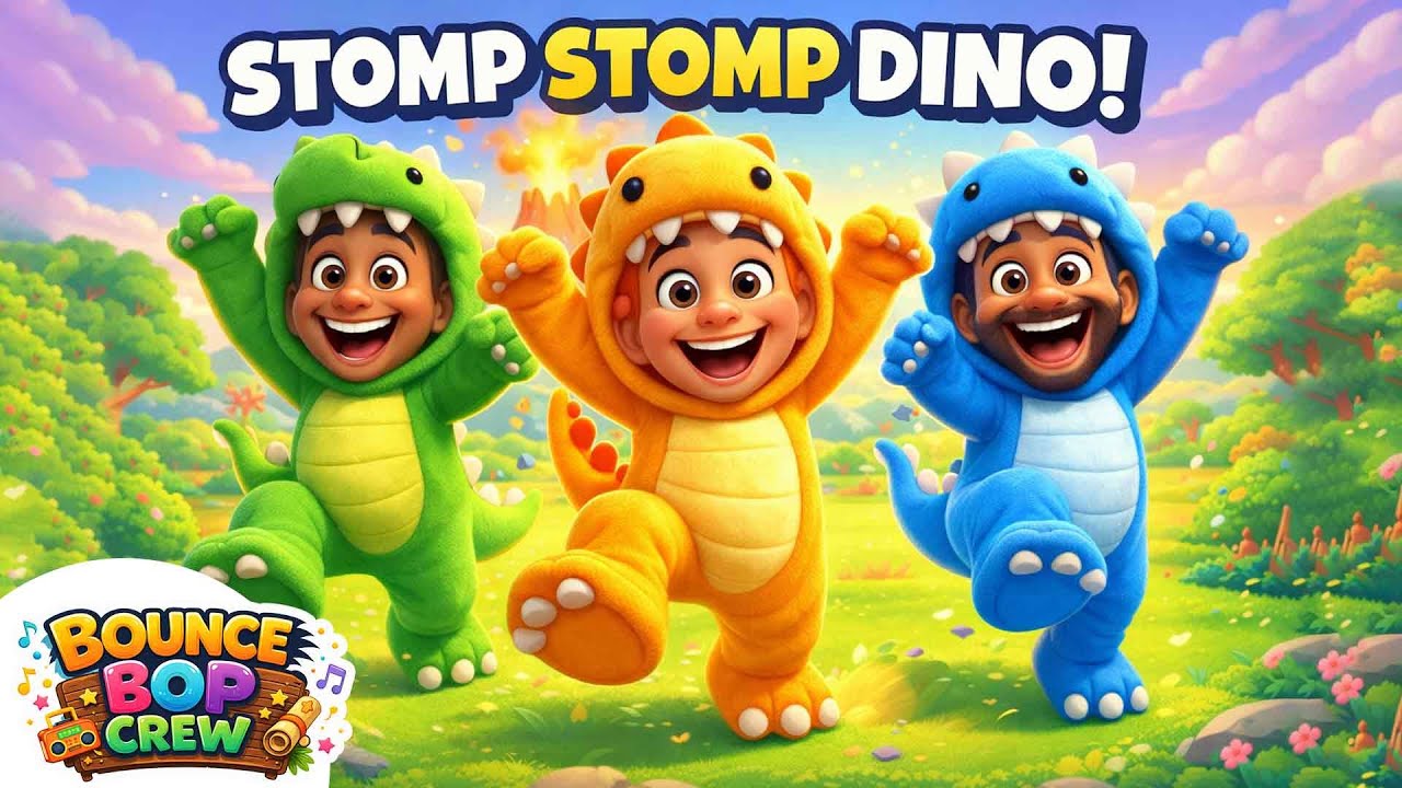 Stomp Stomp Dinosaur Song for Kids | Fun Movement Dance Song | Bounce Bop Crew