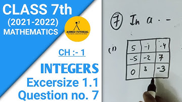 Q.7 Ex. 1.1 Class 7th | ch:- 1 Integers