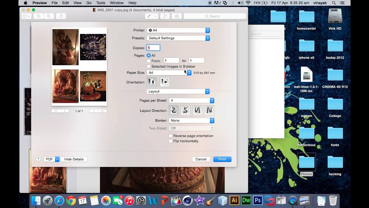 How to Print/PDF multiple photos/pages on a single page with Preview - Mac OS X Yosemite (Very EASY) -