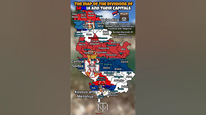 The map of the divisions of Serbia and their capitals