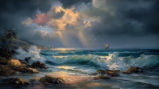 Stormy Sea Oil Paintings Art For Your TV | 4K Screensaver Slideshow | Relaxing Ambient  TV Decor