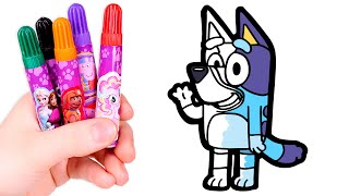 Dibuja y Colorea a la perrita BLUEY 🐶💙 Dibujos para niños