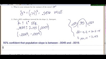 Stat 3000: Lecture 12.3 Confidence Intervals and T Test for Slope