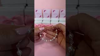 Preciosa Pearl, Crystal and Rose Gold Christening Bracelet
