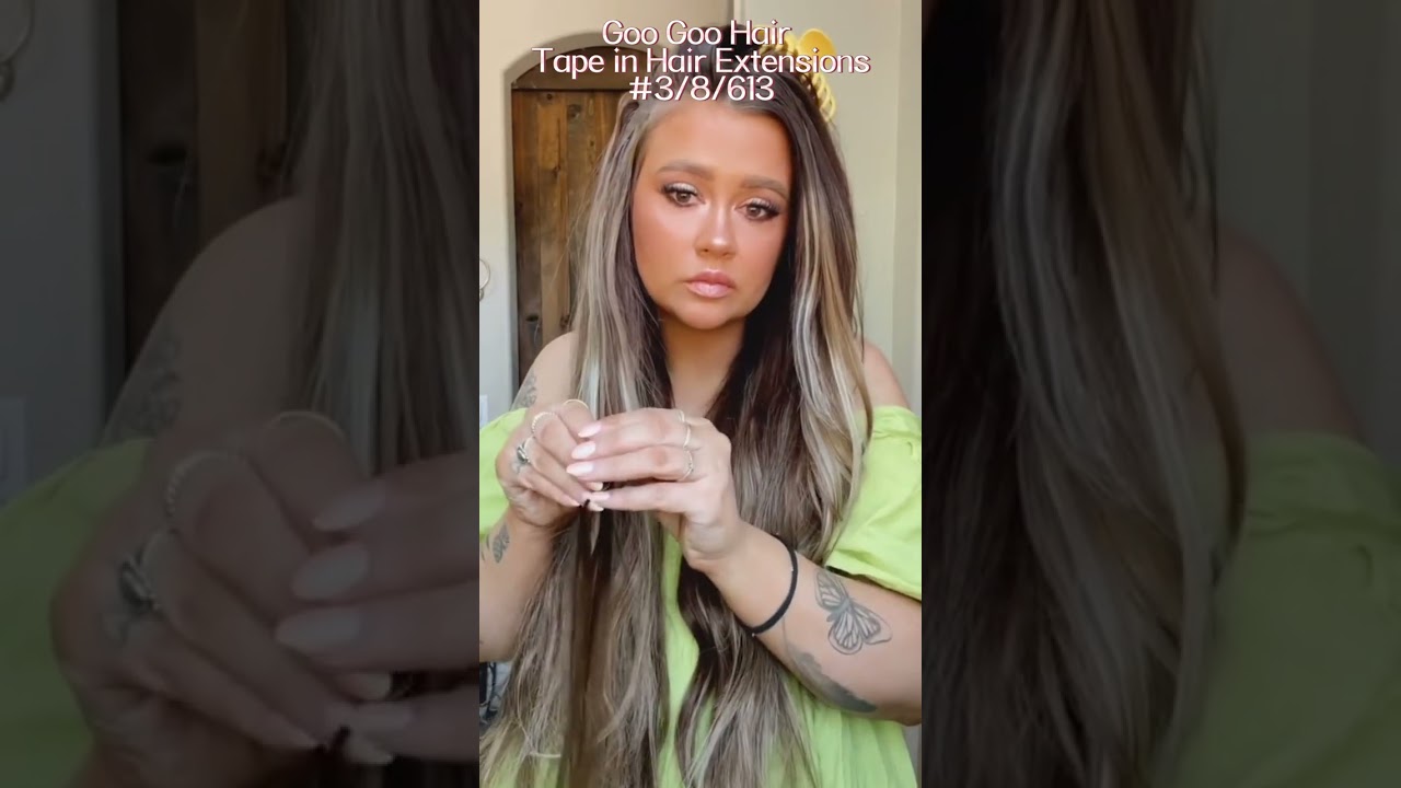 Goo Goo Tape in Human Hair Extensions #3/8/613 color