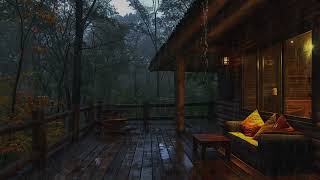 Cozy Cabin Porch With 2 Hour Loud Storm  Relaxing Rain Sounds To Sleep & Relax