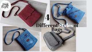 How to make a bag at home. Compilation of my 4 crossbody bag sewing tutorials.