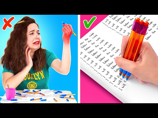 SCHOOL HACKS THAT WILL SAVE YOUR LIFE! || Funny School Supply Hacks by 123 Go! LIVE class=