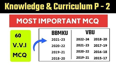 Knowledge and Curriculum Part 2 Important MCQ| most important MCQ of gender school & Society | BBMKU