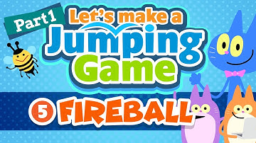 JavaScript programming with p5.js [Part 1] Jumping Game (5) Fireballs