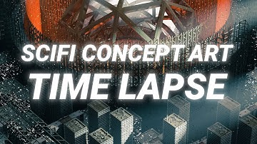 Dystopian scifi concept art time lapse in Blender and Cinema4D