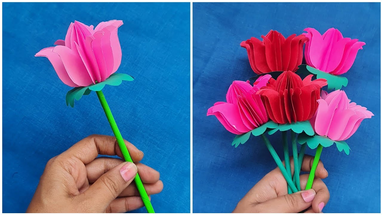 DIY Paper Flower How to make Paper Lotus Flower Easy Flower making with paper Paper Craft