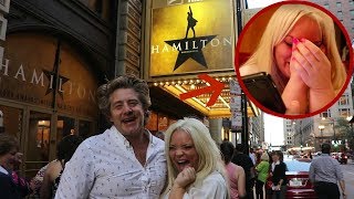 SURPRISING GIRLFRIEND WITH HAMILTON TICKETS!! (emotional)