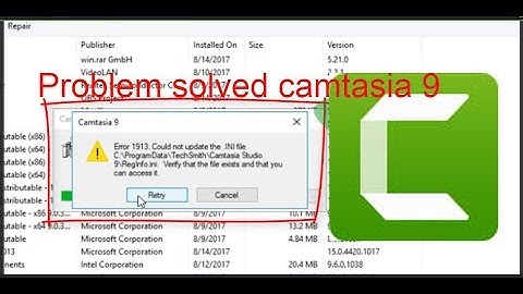 Error 1913 | Easy way Camtasia studio 9 Uninstall