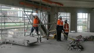 Demolition workers in action